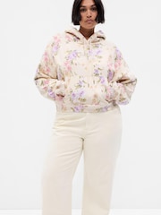 Gap Cream LoveShackFancy Floral Cropped Logo Hoodie - Image 4 of 5