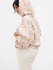 Gap Cream LoveShackFancy Floral Cropped Logo Hoodie - Image 5 of 5