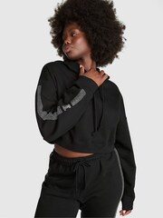 Victoria's Secret PINK Pure Black Shine Cropped Hoodie - Image 1 of 3