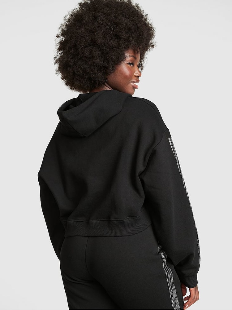 Victoria's Secret PINK Pure Black Shine Cropped Hoodie - Image 2 of 3