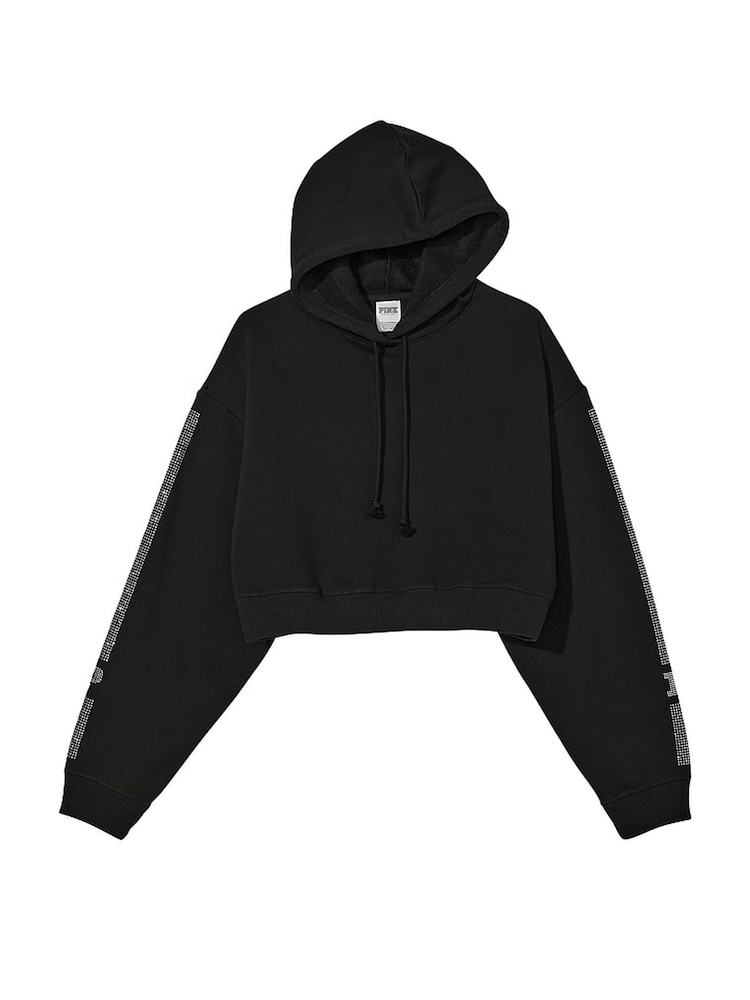 Victoria's Secret PINK Pure Black Shine Cropped Hoodie - Image 3 of 3