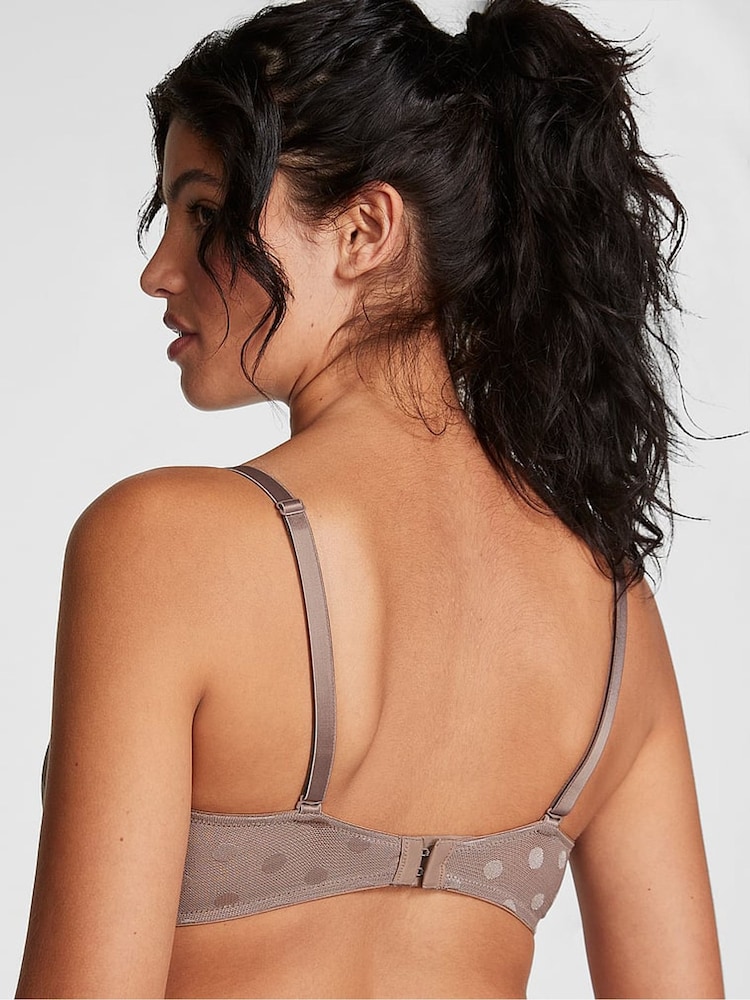 Victoria's Secret PINK Iced Coffee Brown Dot Mesh Lightly Lined Demi Bra - Image 2 of 4
