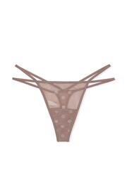 Victoria's Secret PINK Iced Coffee Brown Dot Mesh Thong Knickers - Image 3 of 3