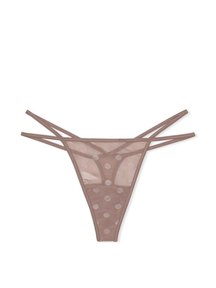 Victoria's Secret PINK Iced Coffee Brown Dot Mesh Thong Knickers - Image 3 of 3