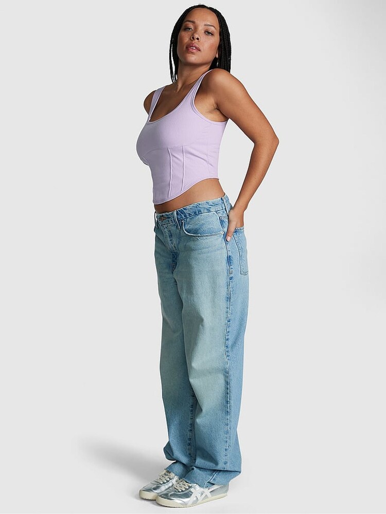 Victoria's Secret PINK Pastel Lilac Purple Cotton Corset Bralette - Image 4 of 4