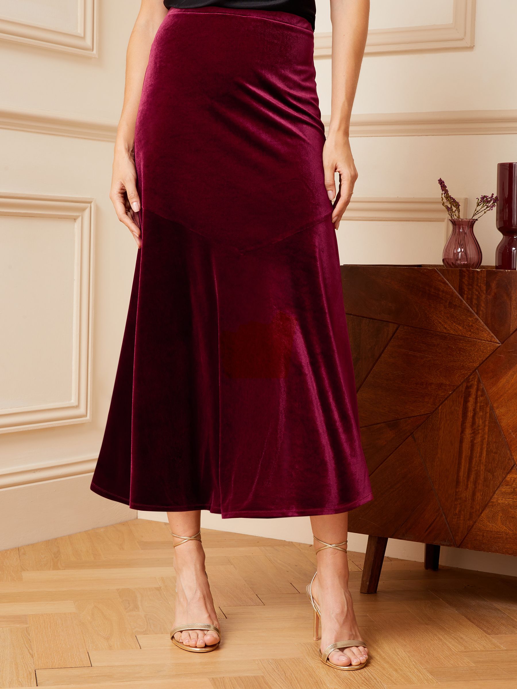Petite velvet midi skirt online