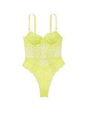 Victoria's Secret Lime Citron Yellow Lace Unlined Balcony Bodysuit - Image 4 of 4