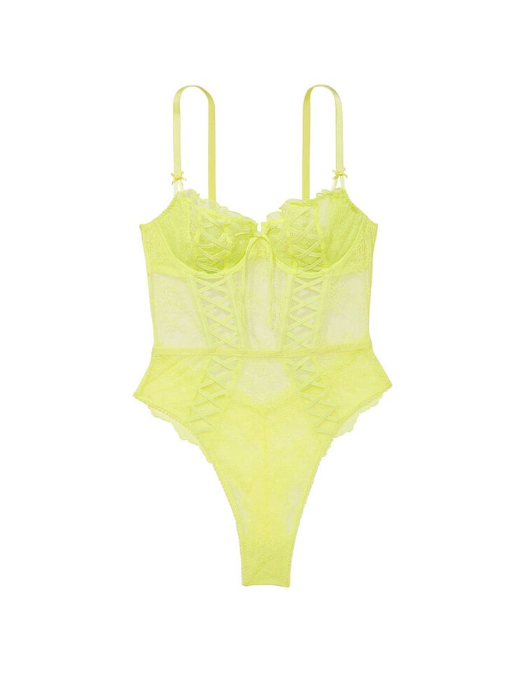 Victoria's Secret Lime Citron Yellow Lace Unlined Balcony Bodysuit - Image 4 of 4