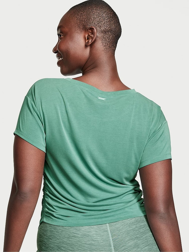 Victoria's Secret Gem Green Ruched Modal T-Shirt - Image 2 of 4 Victoria's Secret Gem Green Ruched Modal T-Shirt - Image 2 of 4