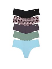 Victoria's Secret Pink/Yellow/White/Blue Thong 5 Pack Knickers - Image 1 of 1