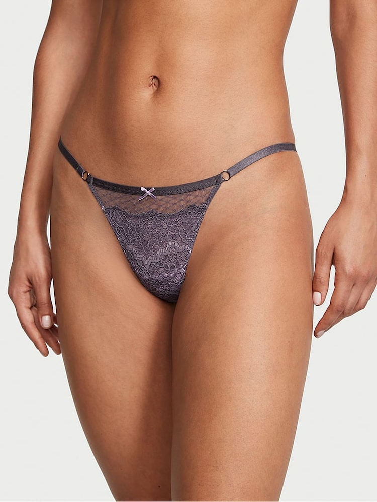 Victoria's Secret Tornado Purple Thong Lace Knickers - Image 1 of 1 Victoria's Secret Tornado Purple Thong Lace Knickers - Image 1 of 1
