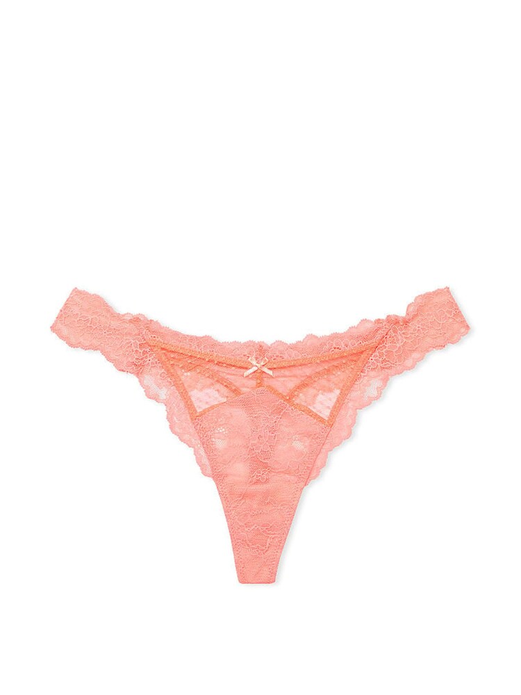 Victoria's Secret Neon Nectar Orange Thong Lace Knickers - Image 3 of 3