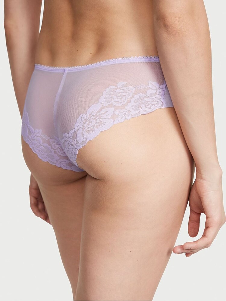 Victoria's Secret Lucky Lilac Purple Roses Lace Cheeky Knickers - Image 2 of 3