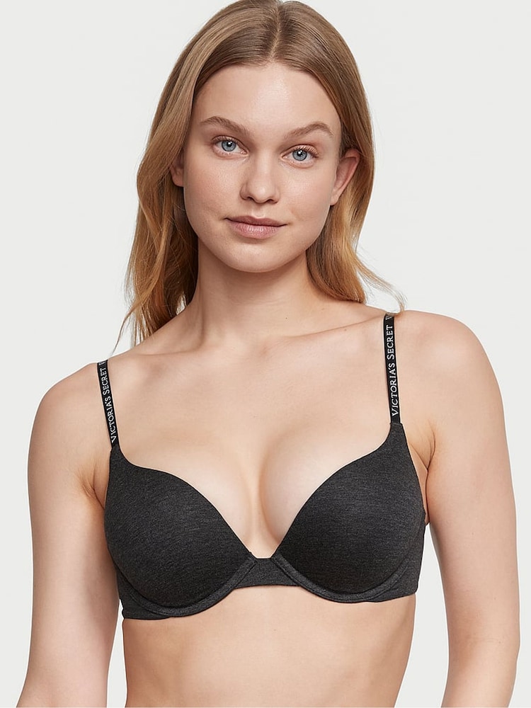 Victoria's Secret Charcoal Heather Grey Strap Add 2 Cups Push Up Bra - Image 1 of 3