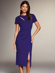 Lipsy Blue Cut Out Ruched Shortss Sleeve Bodycon Dress - Image 1 of 4