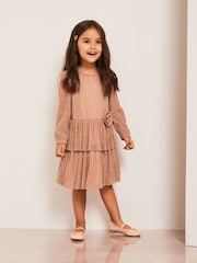 Lipsy Pink Metallic Plisse Dress (0mths-6yrs) - Image 2 of 4