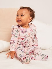 Lipsy Light Pink Floral Baby Sleepsuit - Image 1 of 7