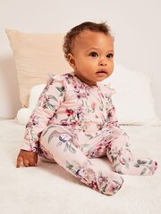 Lipsy Light Pink Floral Baby Sleepsuit - Image 2 of 7