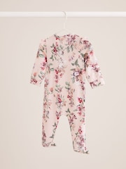 Lipsy Light Pink Floral Baby Sleepsuit - Image 5 of 7