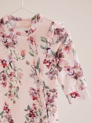 Lipsy Light Pink Floral Baby Sleepsuit - Image 6 of 7