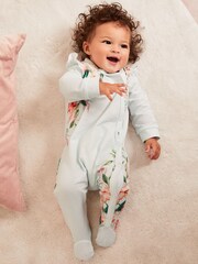 Lipsy Blue Floral Baby Sleepsuit - Image 1 of 6