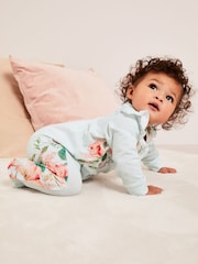 Lipsy Blue Floral Baby Sleepsuit - Image 2 of 6
