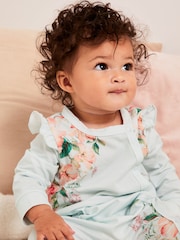 Lipsy Blue Floral Baby Sleepsuit - Image 3 of 6
