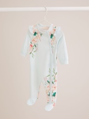 Lipsy Blue Floral Baby Sleepsuit - Image 4 of 6