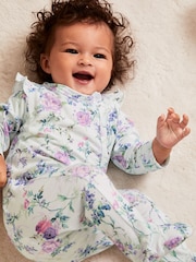 Lipsy Purple Blue Baby 2 Pack Floral Sleepsuit - Image 3 of 6