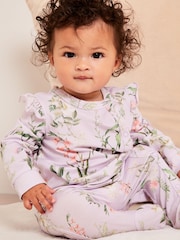 Lipsy Purple Blue Baby 2 Pack Floral Sleepsuit - Image 4 of 6