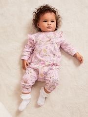 Lipsy Pink Floral Baby Sleepsuit - Image 1 of 5