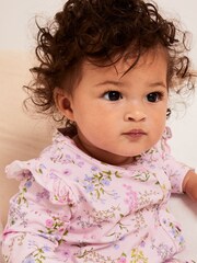 Lipsy Pink Floral Baby Sleepsuit - Image 3 of 5