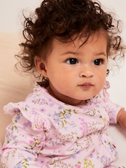 Lipsy Pink Floral Baby Sleepsuit - Image 4 of 5