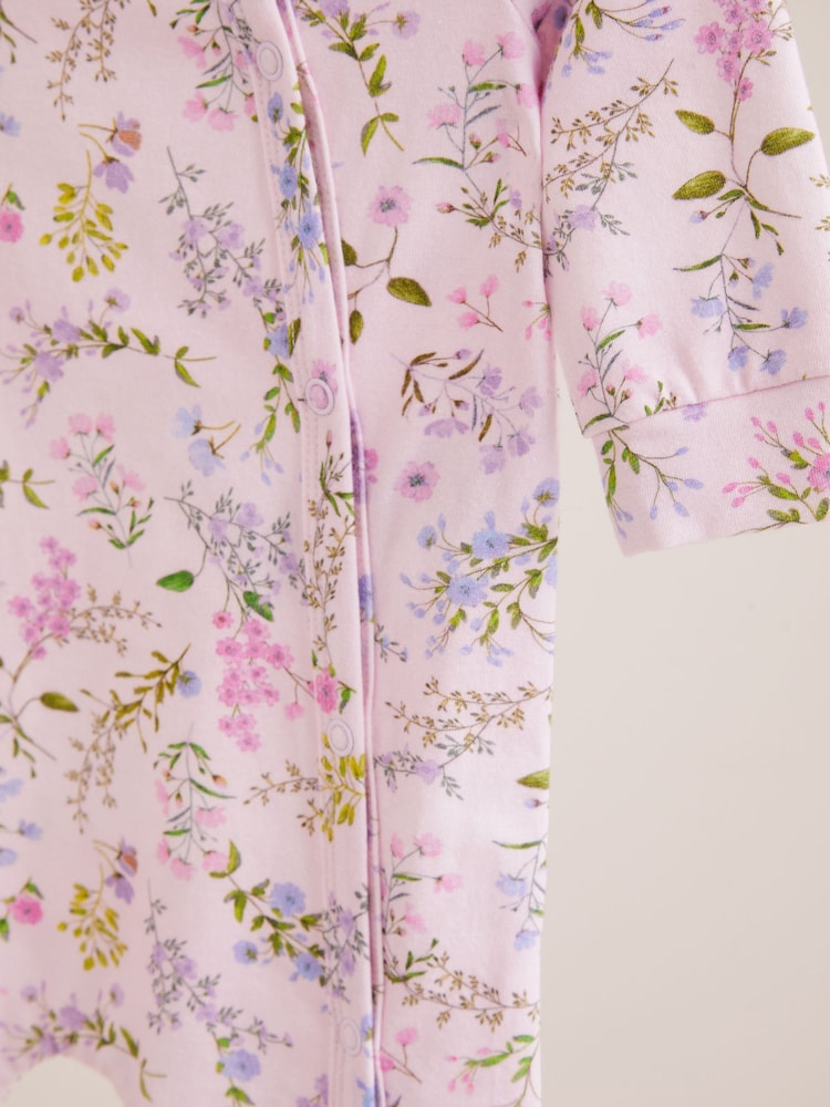 Lipsy Pink Floral Baby Sleepsuit - Image 5 of 5