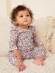 Love & Roses Cream Animal Baby Printed Ruffle Bodysuit And Legging Set - Image 1 of 4