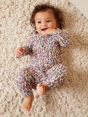 Love & Roses Cream Animal Baby Printed Ruffle Bodysuit And Legging Set - Image 2 of 4
