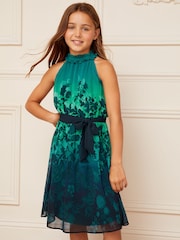 Love & Roses Blue Ombre Printed Halter Dress - Image 1 of 3