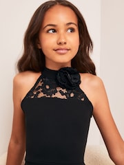 Lipsy Black Halter Corsage Scuba Dress - Image 4 of 4