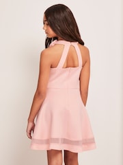 Lipsy Pink Halter Corsage Scuba Dress - Image 3 of 4