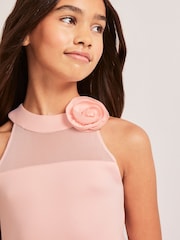 Lipsy Pink Halter Corsage Scuba Dress - Image 4 of 4