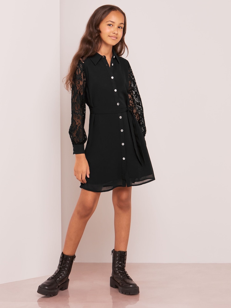Lipsy Hemdkleid mit Spitzenärmeln - Bild 2 von 4 Lipsy Hemdkleid mit Spitzenärmeln - Bild 2 von 4