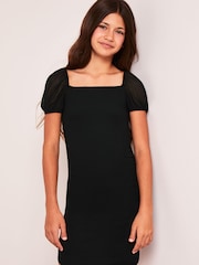 Lipsy Black Teen Square Neck Jersey Bodycon Dress (9-16yrs) - Image 1 of 3