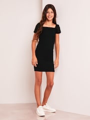 Lipsy Black Teen Square Neck Jersey Bodycon Dress (9-16yrs) - Image 2 of 3