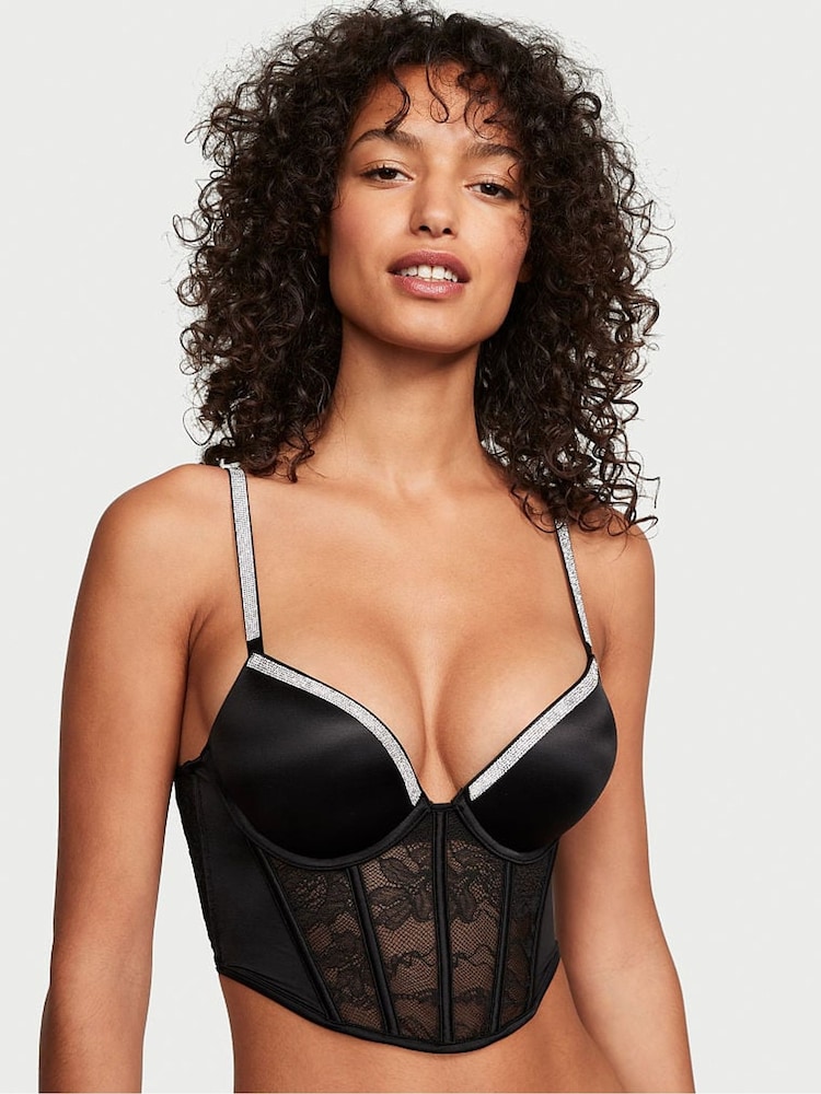 Victoria's Secret Black Bombshell Add 2 Cups Push Corset Bra Top - Image 1 of 4 Victoria's Secret Black Bombshell Add 2 Cups Push Corset Bra Top - Image 1 of 4