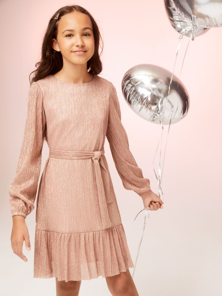 Lipsy Robe droite plissée métallisée - Image 1 of 4