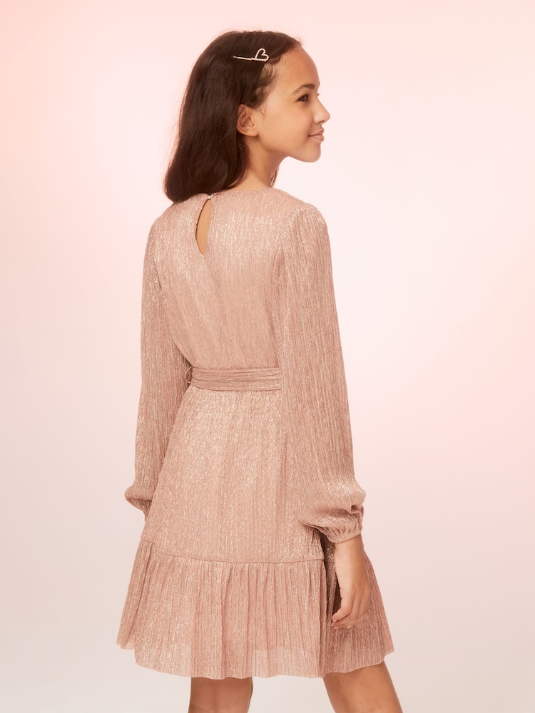 Lipsy Robe droite plissée métallisée - Image 3 of 4