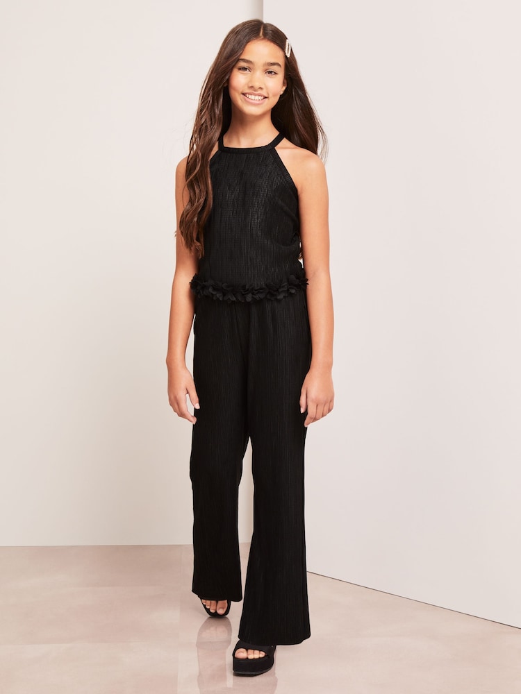 Lipsy Black Plisse Top And Trousers Party Set - Image 1 of 4 Lipsy Black Plisse Top And Trousers Party Set - Image 1 of 4