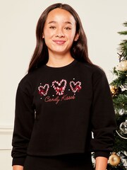 Noir - Sweat Lipsy imprimé de Noël - Image 1 of 4
