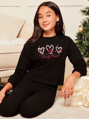 Noir - Sweat Lipsy imprimé de Noël - Image 2 of 4
