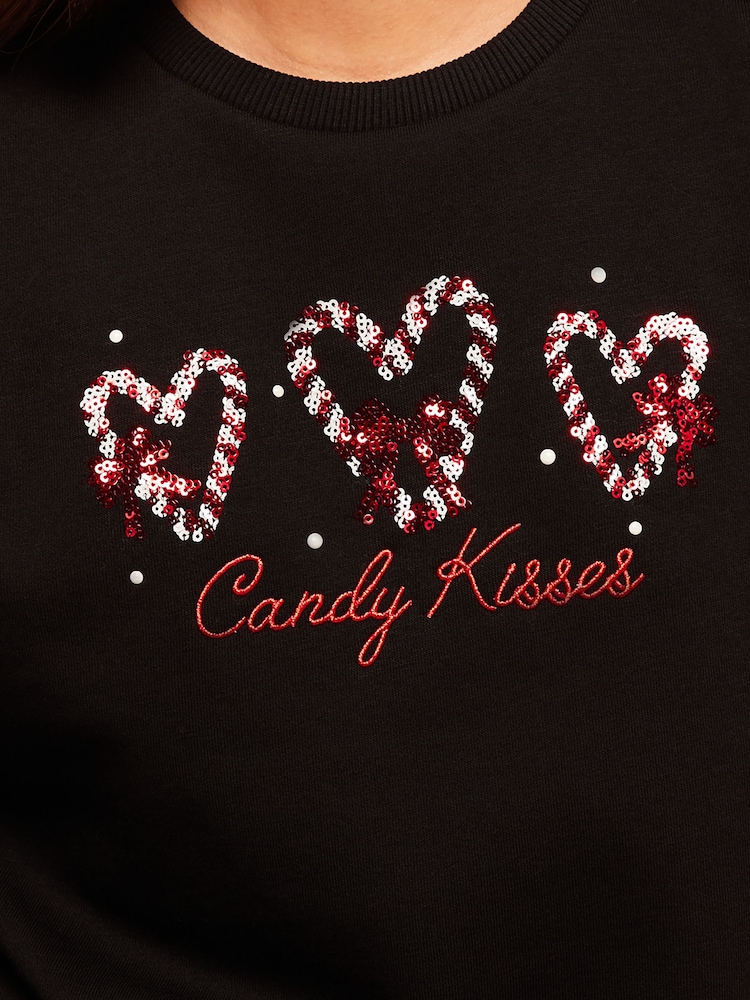 Noir - Sweat Lipsy imprimé de Noël - Image 4 of 4